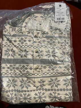NWT Kate Quinn Nordic Snowflake Longsleeve Men's Henley Shirt Top XL